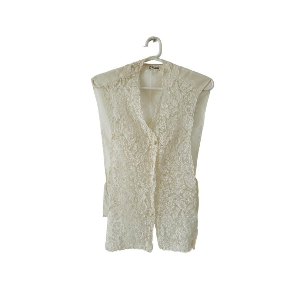 Rare Vintage 60's Saks Fifth Ave Broderie Vest white Size S